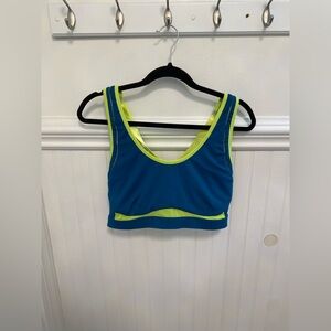 Fabletics Blue and Yellow Sports Bra